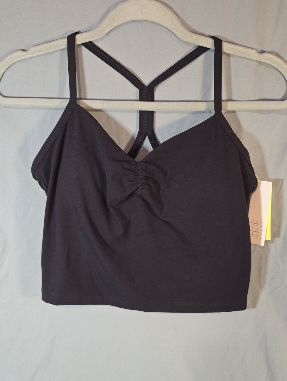 all in motion Black Ruched Front Strappy Sports Cami